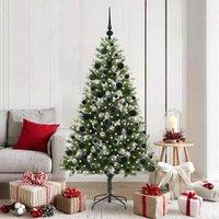 Berkfield Home Artificial Hinged Christmas Tree with Flocked Snow 180 cm in Green