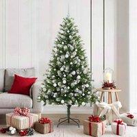 Berkfield Home Artificial Hinged Christmas Tree with Flocked Snow 180 cm in Green