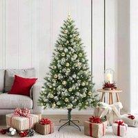Berkfield Home Artificial Hinged Christmas Tree with Flocked Snow 180 cm in Green