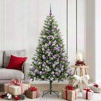 Berkfield Home Artificial Hinged Christmas Tree with Flocked Snow 180 cm in Green