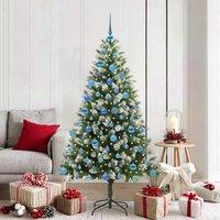 Berkfield Home Artificial Hinged Christmas Tree with Flocked Snow 180 cm in Green
