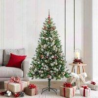Berkfield Home Artificial Hinged Christmas Tree with Flocked Snow 180 cm in Green
