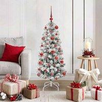 Berkfield Home Artificial Hinged Christmas Tree Green & white 120 cm