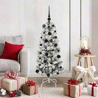 Berkfield Home Artificial Hinged Christmas Tree Green & white 120 cm