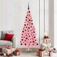 Berkfield Home Christmas Tree with 300 LEDs with Stand Pink 180 cm PVC