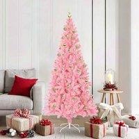 Berkfield Home Christmas Tree with 300 LEDs with Stand Pink 180 cm PVC