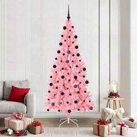 Berkfield Home Christmas Tree with 300 LEDs with Stand Pink 210 cm PVC