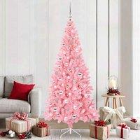 Berkfield Home Christmas Tree with 300 LEDs with Stand Pink 210 cm PVC