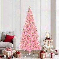 Berkfield Home Christmas Tree with 300 LEDs with Stand Pink 210 cm PVC