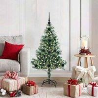 Berkfield Home Artificial Christmas Tree Snow Flocked with LED Light 120 cm in Green