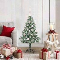 Berkfield Home Artificial Christmas Tree Snow Flocked with LED Light 120 cm in Green