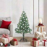 Berkfield Home Artificial Christmas Tree Snow Flocked with LED Light 120 cm in Green