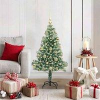 Berkfield Home Artificial Christmas Tree Snow Flocked with LED Light 120 cm in Green