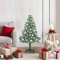 Berkfield Home Artificial Christmas Tree Snow Flocked with LED Light 120 cm in Green