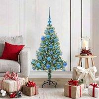 Berkfield Home Artificial Christmas Tree Snow Flocked with LED Light 120 cm in Green