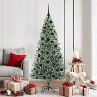 Berkfield Home Artificial Christmas Tree Snow Flocked with LED Light 180 cm in Green