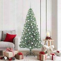 Berkfield Home Artificial Christmas Tree Snow Flocked with LED Light 180 cm in Green