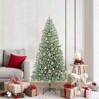 Berkfield Home Artificial Christmas Tree Snow Flocked with LED Light 180 cm in Green