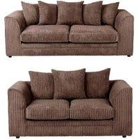 SNUG FURNITURE BIRMINGHAM LTD Camden Jumbo Cord 3+2 Sofa Set in Chocolate