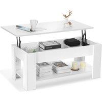Havendro Coffee Table With Storage Lift Top Up Drawer Shelf in White