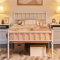 Havendro 90*190cm Iron Bed frame with Heafboard & Footboard White