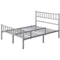 Havendro 135*190cm Iron Bed frame with Heafboard & Footboard Silver