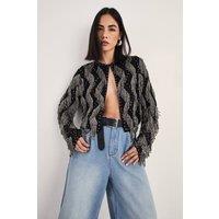 NastyGal Women's Premium Loop Tassel Embellished Jacket in Black | Size: 6