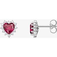 THOMAS SABO Women's Romance Silver Ruby & Cubic Zirconia Heart Stud Earrings H2315-013-10