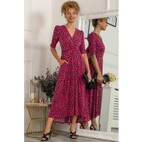 Jolie Moi Women's Maanasi Ruched Sleeve Jersey Maxi Dress in Pink | Size: 8