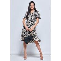 Jolie Moi Women's Loretta Wrap Tie Waist Skater Dress in Camel | Size: 8