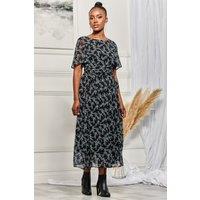 Jolie Moi Women's Angel Sleeve Chiffon Maxi Dress in Black | Size: 8