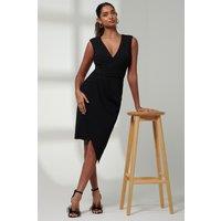 Jolie Moi Women's Kiana Wrap Ruched Bodycon Dress in Black | Size: 8