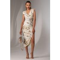 Jolie Moi Women's Katrina Sleeveless Ruched Bodycon Dress in Khaki | Size: 18