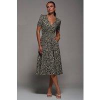 Jolie Moi Women's Ruched Waist Drawstring Sleeve Midi Dres | Size: 14