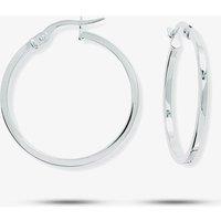 T.H.Baker Women's 9ct White Gold 24mm Square Tube Hoop Earrings ER670 in Silver