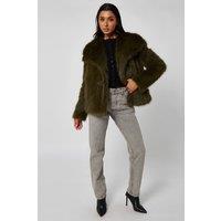 Urban Bliss Women's Faux Fur Jacket in Khaki | Size: 16