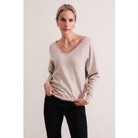 Phase Eight Women's Senita Fine Knit V-Neck Jumper in Cream | Size: Large