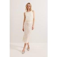 Phase Eight Women's Alma Embellished Pencil Skirt in Light Beige | Size: 12