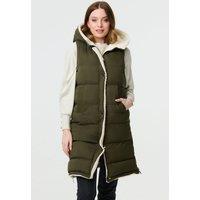 Izabel London Women's Reversible Faux Fur Padded Hooded Gilet in Green | Size: XL