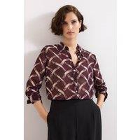 Phase Eight Women's Cora Check Print Shirt in Maroon | Size: 10