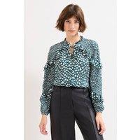 Phase Eight Women's Manon Frill Blouse in Green | Size: 10