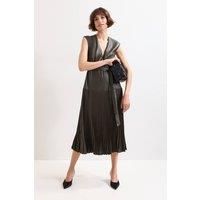 Phase Eight Women's Aria Dropped Waist Pleat Skirt Dress in Dark Olive | Size: 12