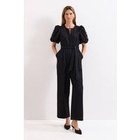 Phase Eight Women's Anda Puff Sleeve Jumpsuit in Black | Size: 12