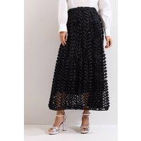 Phase Eight Women's Talis Textured Skirt in Black | Size: 14