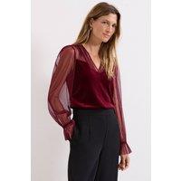 Phase Eight Women's Cindy Velvet Blouse in Wine | Size: 22