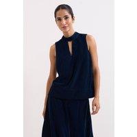 Phase Eight Women's Eilish Velvet Top in Dark Navy | Size: 8