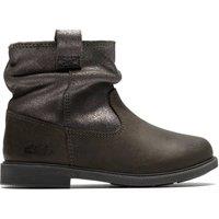 Clarks Oaklyn Top Toddler Pewter Suede Ankle Boots in Grey | Size: 6-Wide Fit