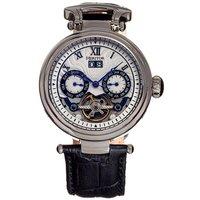 Heritor Automatic Men's Ganzi Semi-Skeleton Leather-Band Watch in White