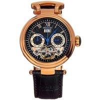 Heritor Automatic Men's Ganzi Semi-Skeleton Leather-Band Watch
