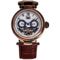 Heritor Automatic Men's Ganzi Semi-Skeleton Leather-Band Watch in Bronze